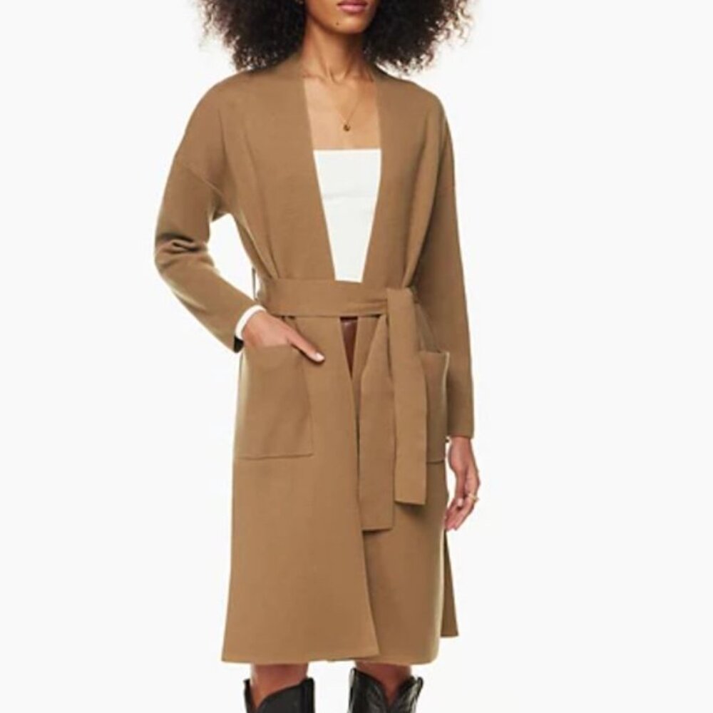 Aritzia Wilfred Belize Belted Cardigan in Heather Bristle XXS